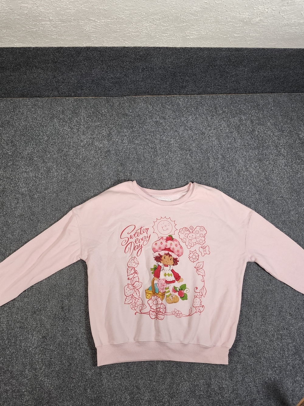 Pink Strawberry Graphic Crewneck Sweatshirt - Women